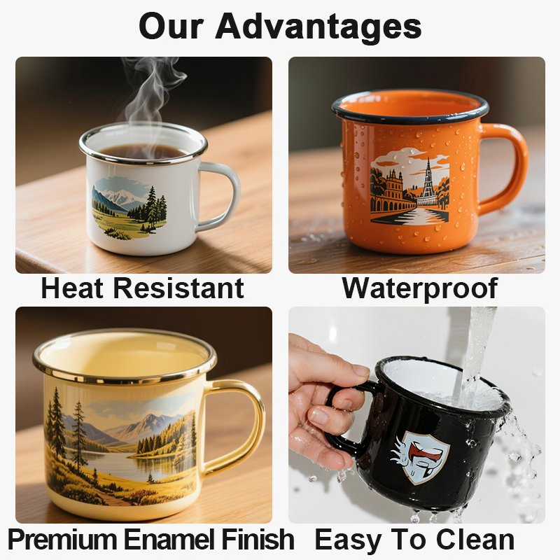 Lightweight Rust Resistant Thick Coating Enamel Mug for Camping Gift