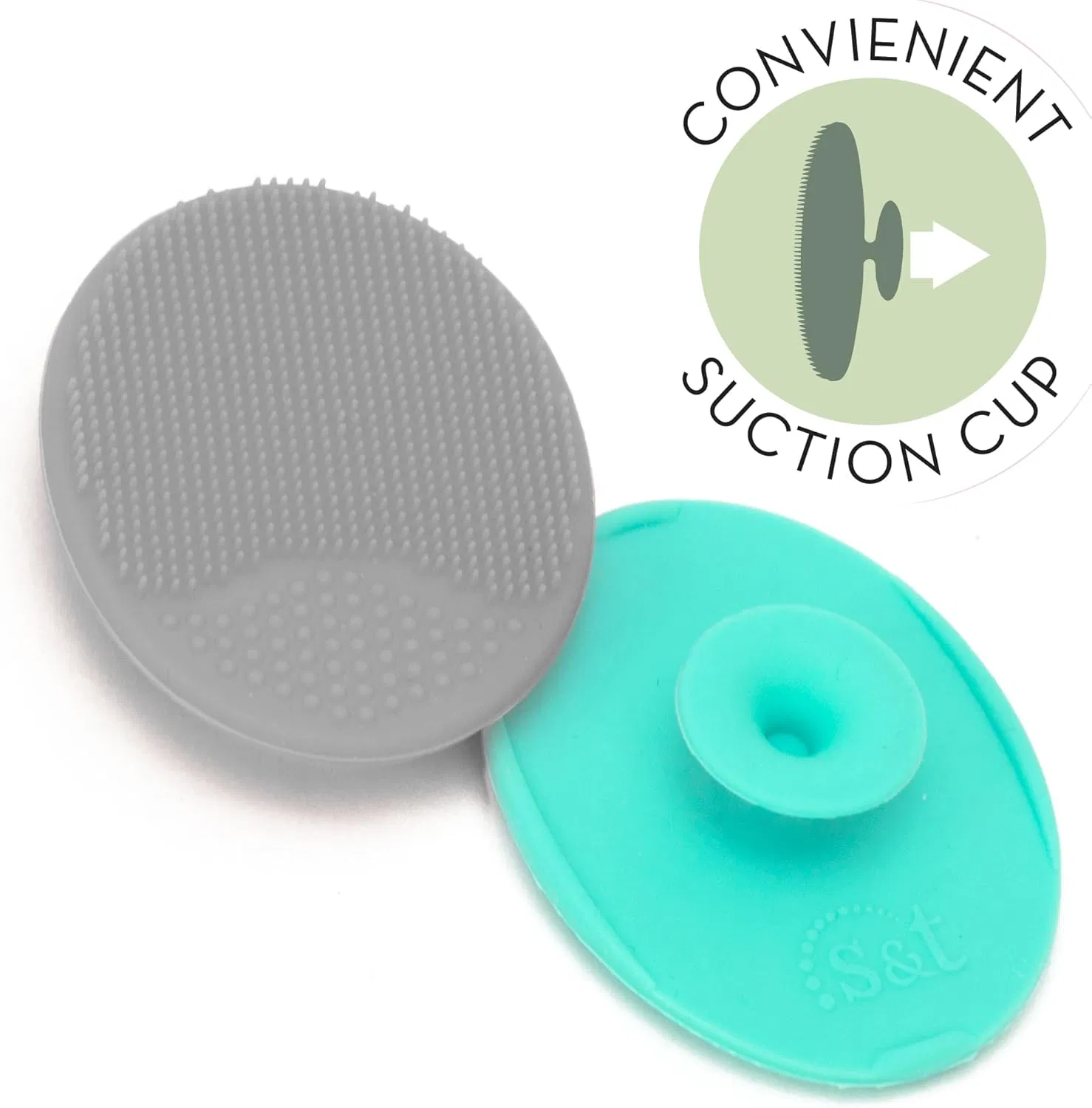 Baby Exfoliating and Massage Cradle Cap Bath Brush Silicone - 5.08 Cm X 6.37 Cm Grey and Cyan