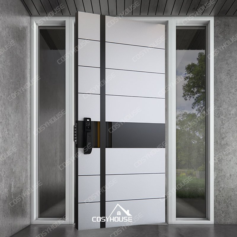 Artisan Crafted Cast Aluminum and Wood Entry Door with Custom Designs for Luxury Residences