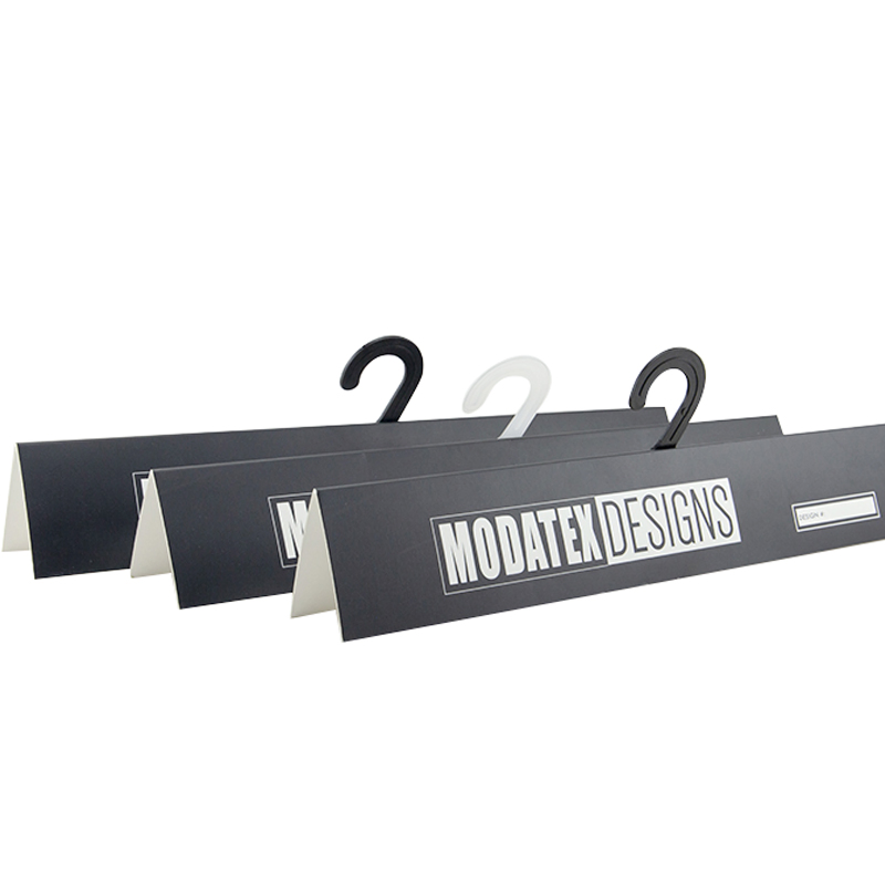 Print Black White Fabric Holding Sample Display Paper Hanger with Plastic Hook