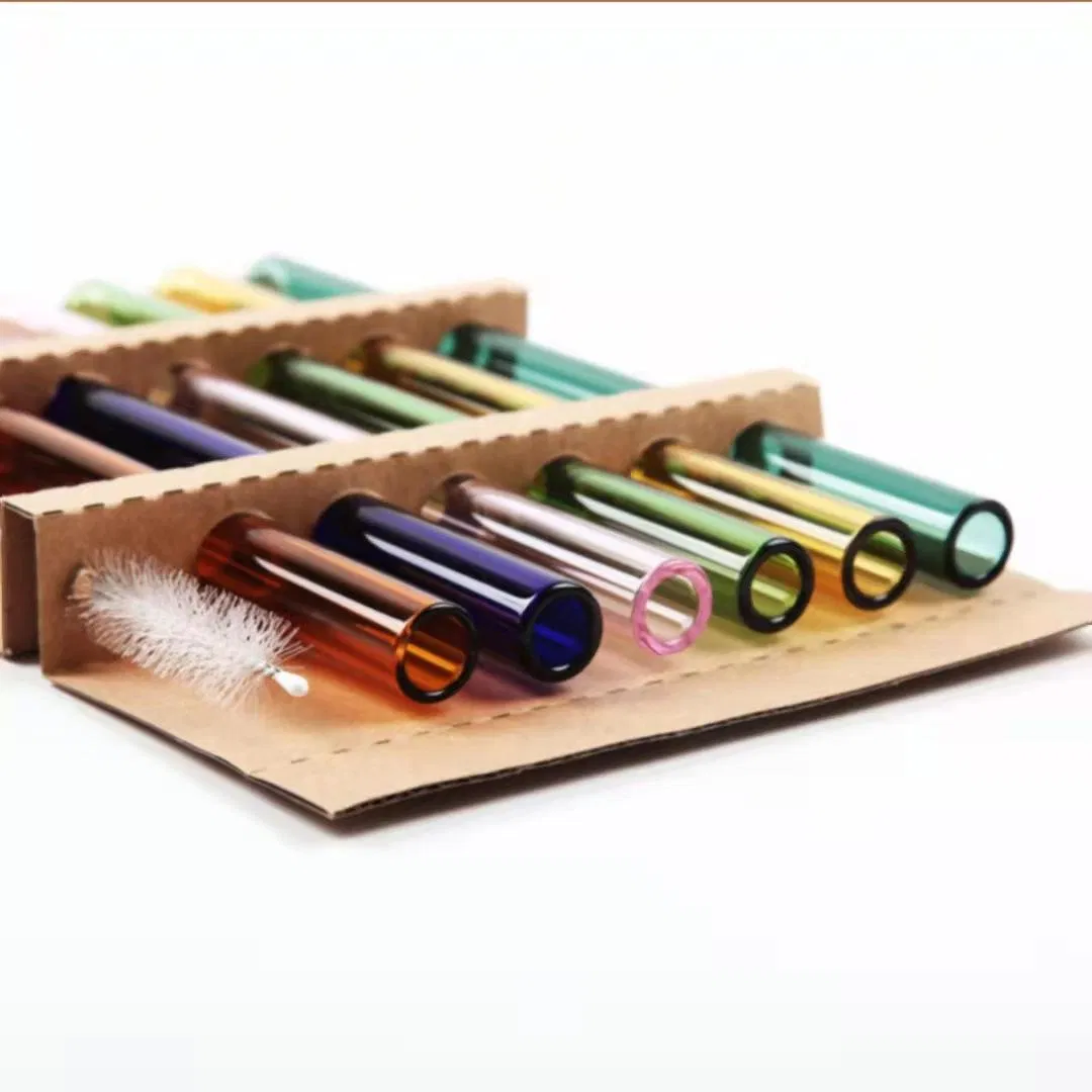 Eco Friendly Reusable Glass Straw Pipe Colorful Glass Straws