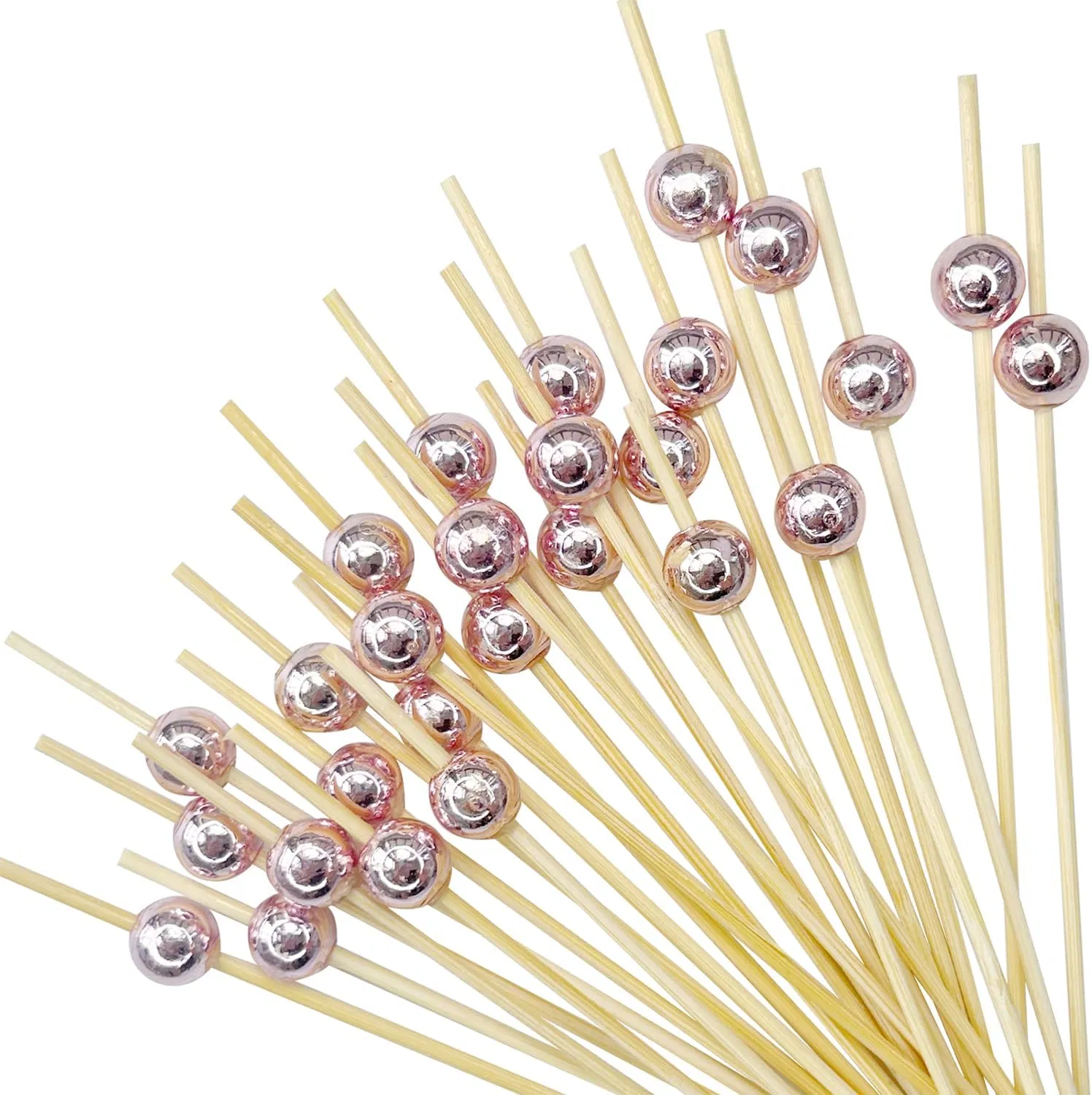 Bamboo Cocktail Picks with Tightly Braided Knot - Sturdy and Durable