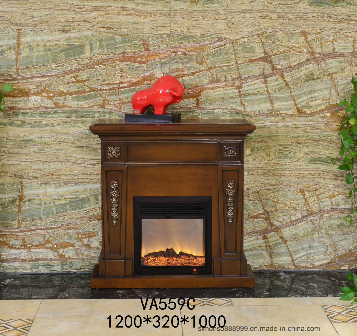European Large Electric Fireplace TV Stand with APP Control