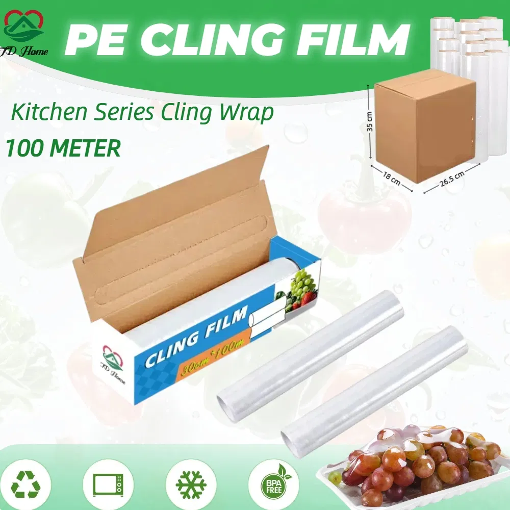 Food Grade 12'' X 328 Feet PE Food Cling Wrap Film Cling Film for Vegetable Packaging