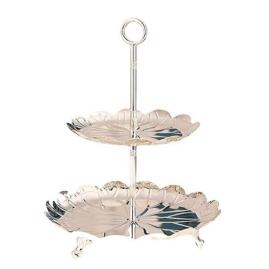 Double-Layer Gold Cake Stand Display Fruit Plate Afternoon Tea Dim Sum Party Tray
