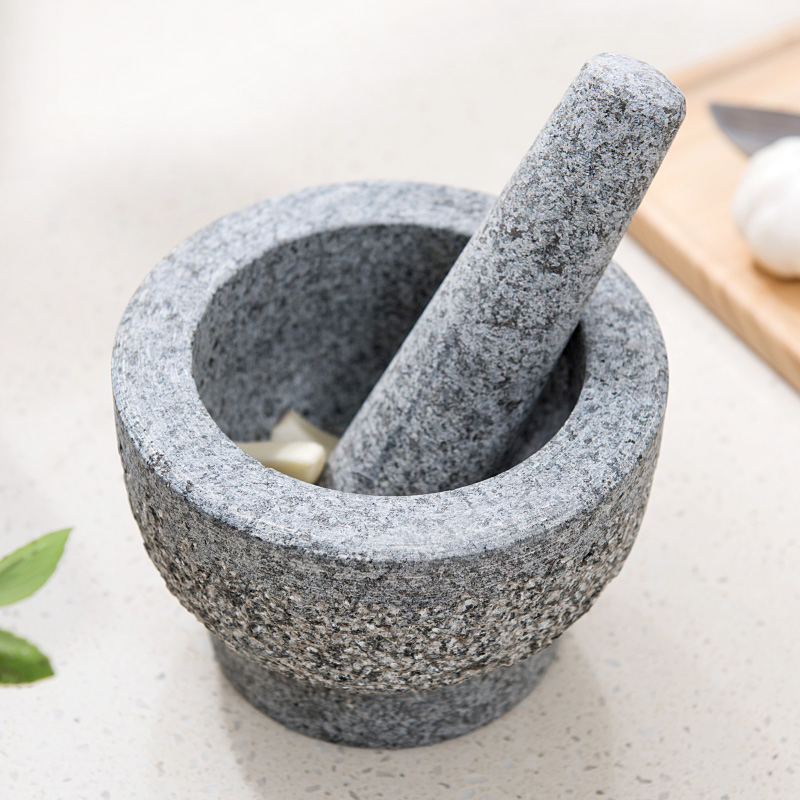 Natural Stone Kitchenware Mortar/Pestle Set with Spout OEM/ODM Granite Marble Kitchen Tools
