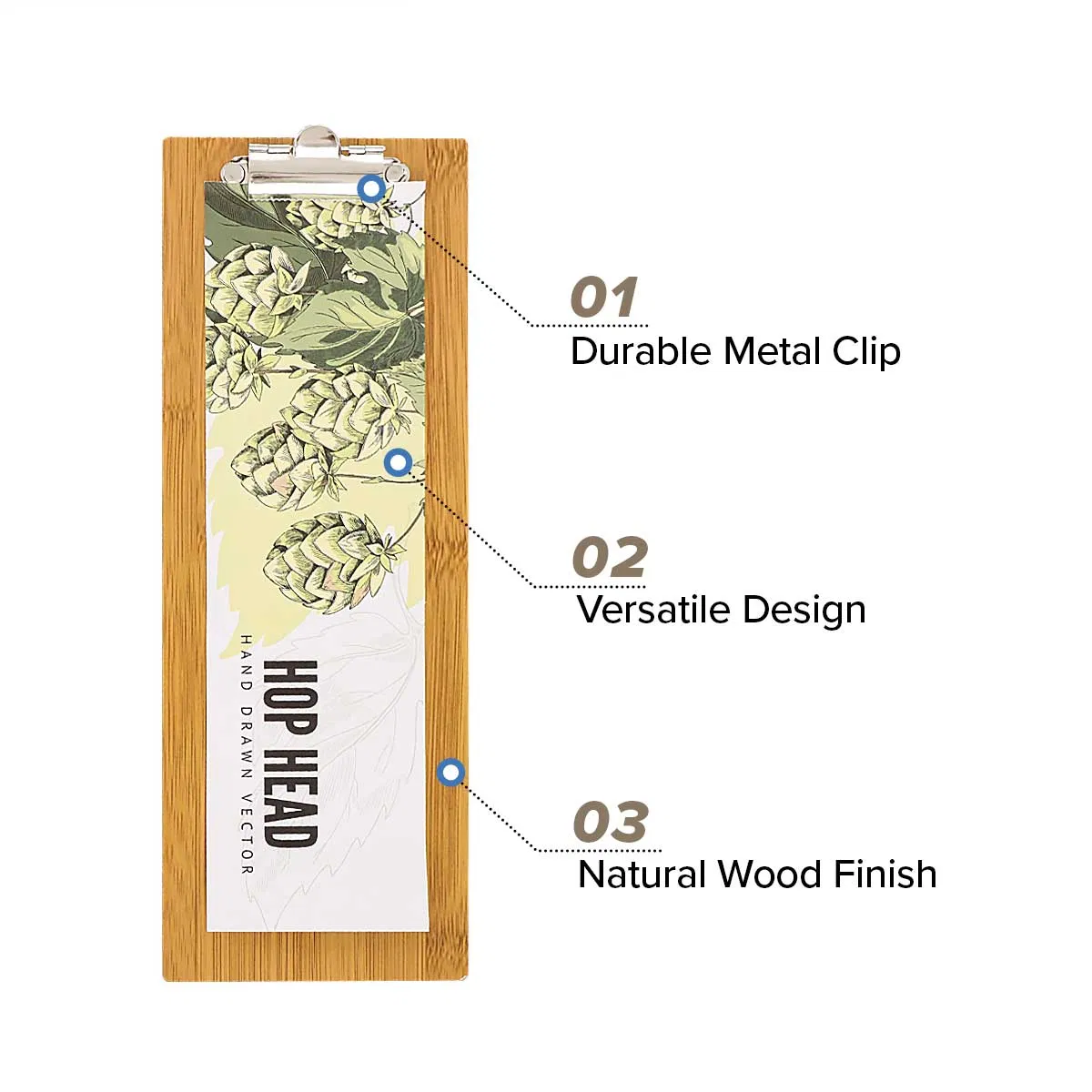 Restaurant Menu Solid Wooden Menu Holder Board with Metal Clip for Ordering