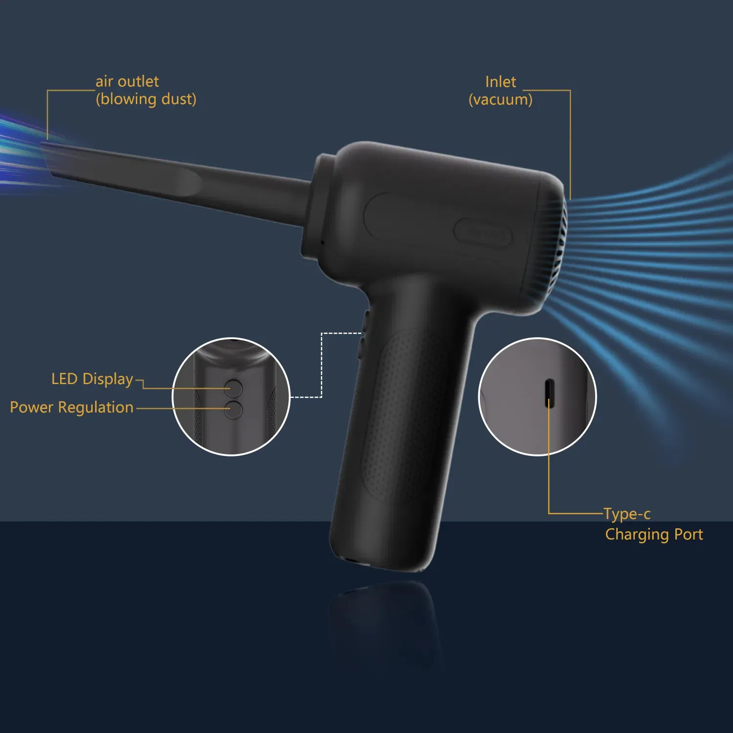 Electric Compressed Air Duster Clean Canned Air Spray Blower for Computer Keyboard Electronics Cordless Air Duster 2 in 1