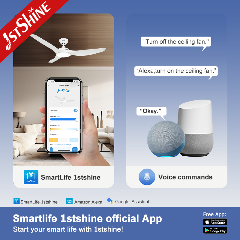 Потолочный вентилятор с подсветкой 1stshine, 52 дюйма