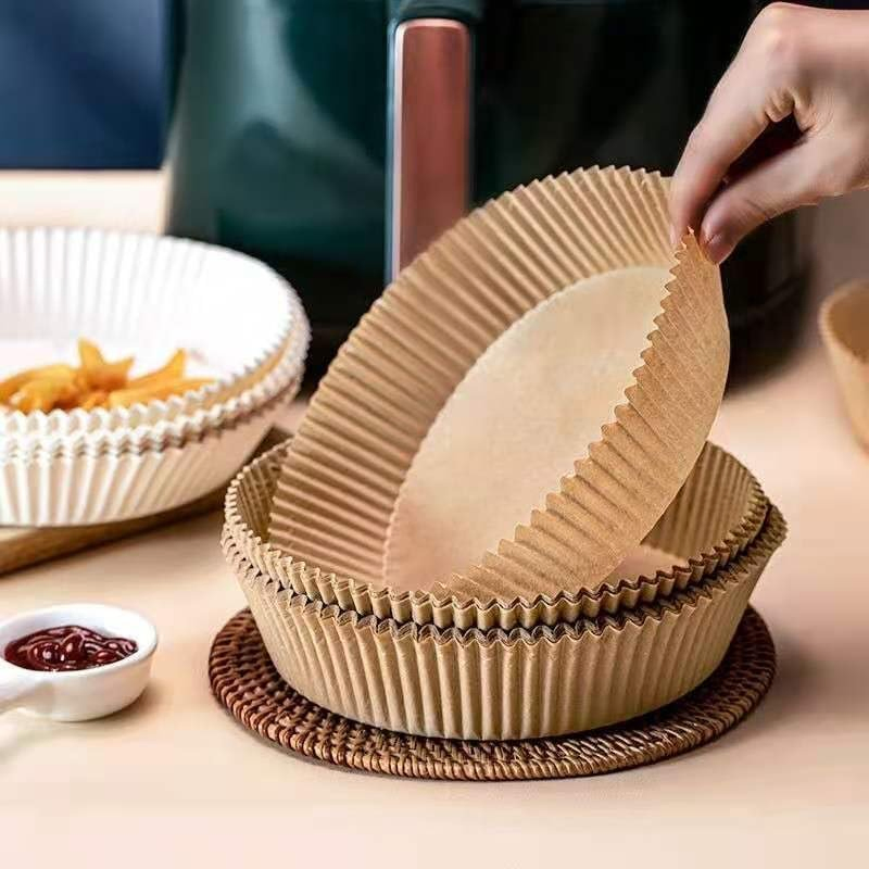 Food Grade Factory Supply Customized Wrapping Disposable Compostable Silicone Kraft Parchment Baking Greaseproof Unbleached White Non-Stick Air Fry Liner Paper