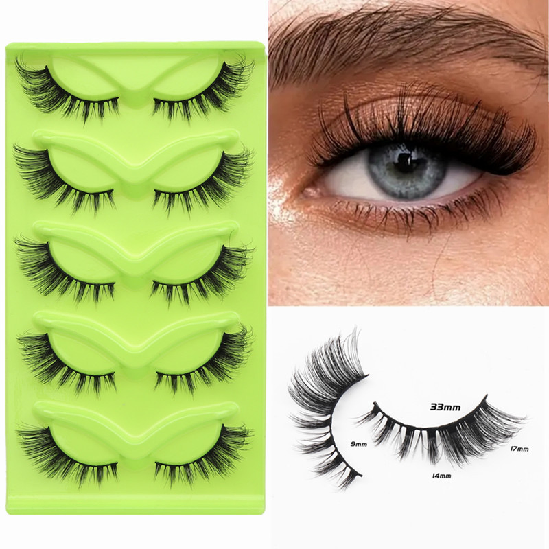 Wholesale Cheap False Eyelashes 5 Pairs Full Silk Strip Mink Lashes 9-20mm Dd Curl 100% Handmade Natural 8d Fluffy Full Strip Eyelash with Customzied Box