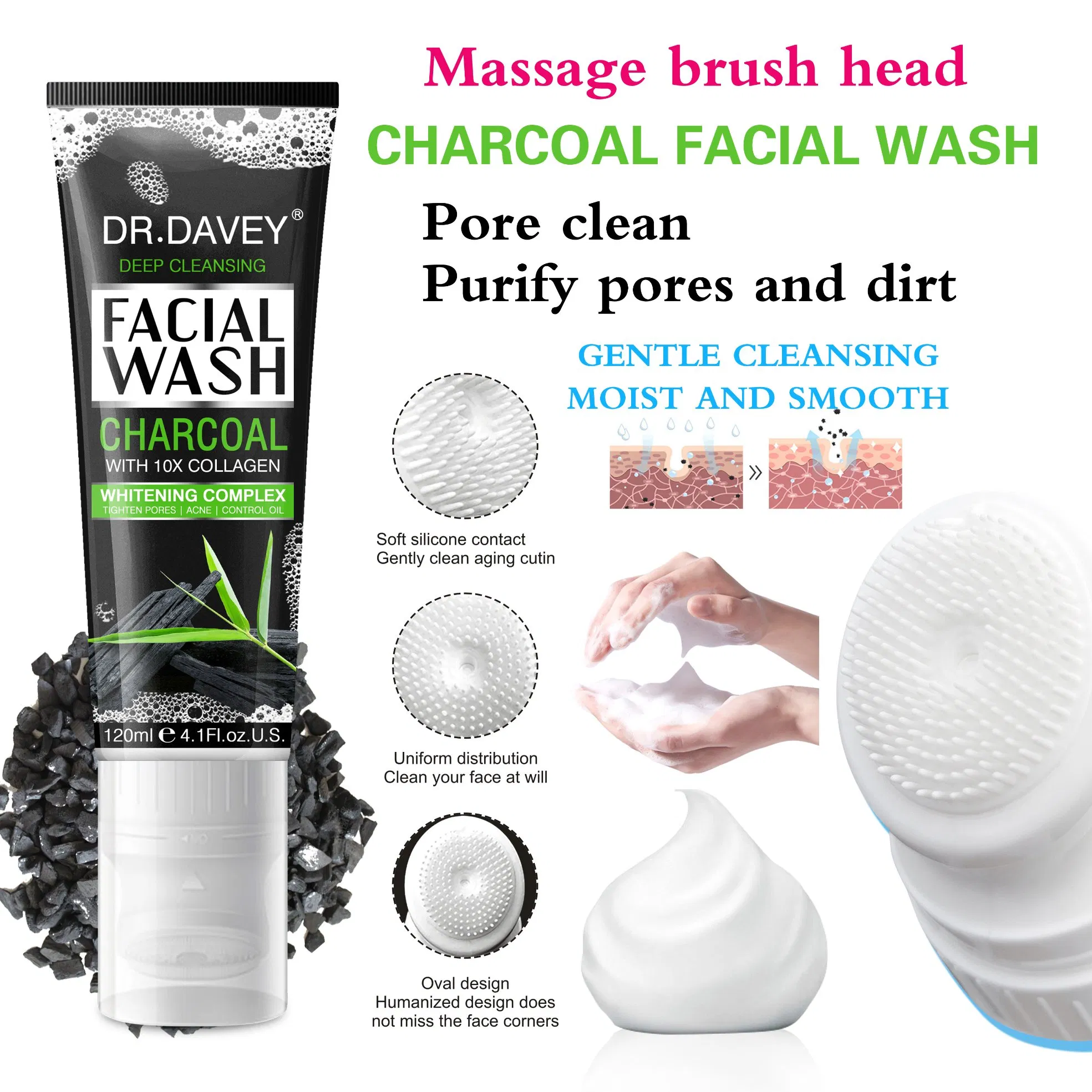Dr. Davey Charcoal Facial Wash Moisturizing Deep Cleansing Control Oil 120ml