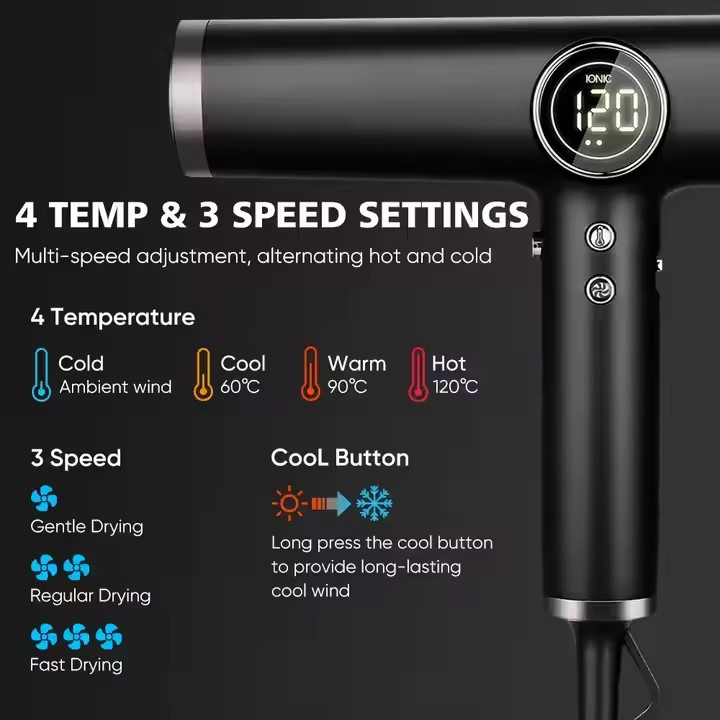 Best Selling Set Portable Quick Drying Low Noise Hair Dryer Magnetic Nozzle and Diffuser Negative Ion Hair Dryer