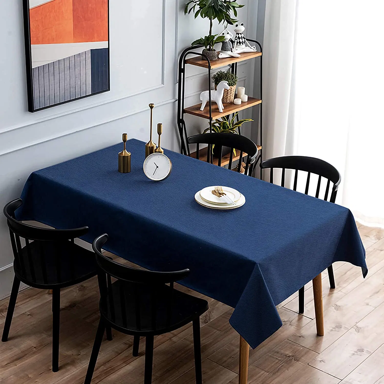 Rectangle Tablecloth Jacquard Bark Crepe Pattern Water Resistantpolyester Table Cloth