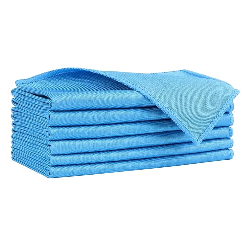 Blue Car Window Glass Cleaning Microfiber Cloth, 16"X16" (40X40cm) , Lint-Free, Streak-Free