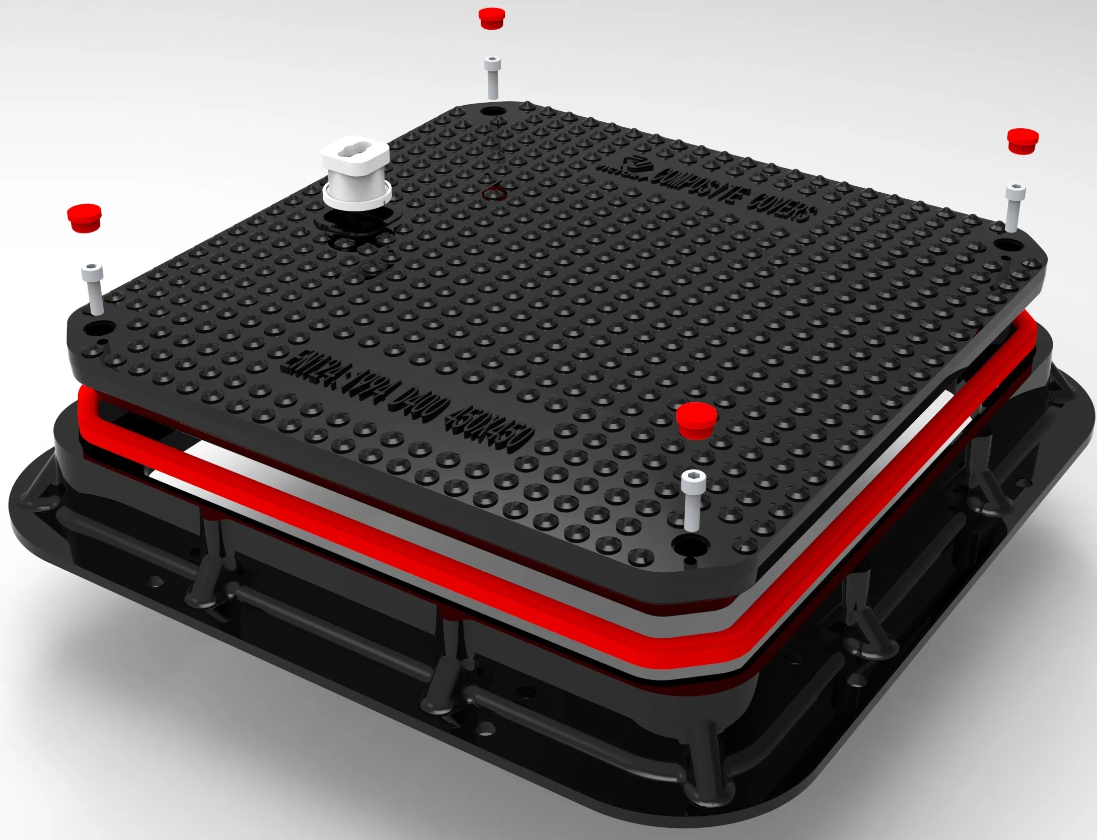 High Quality SMC Composite Waterproof Square Manhole Cover and Frame FRP GRP Fiberglass Watertight Manhole Cover Plastic Resin Manhole Cover 450mm X 450mm