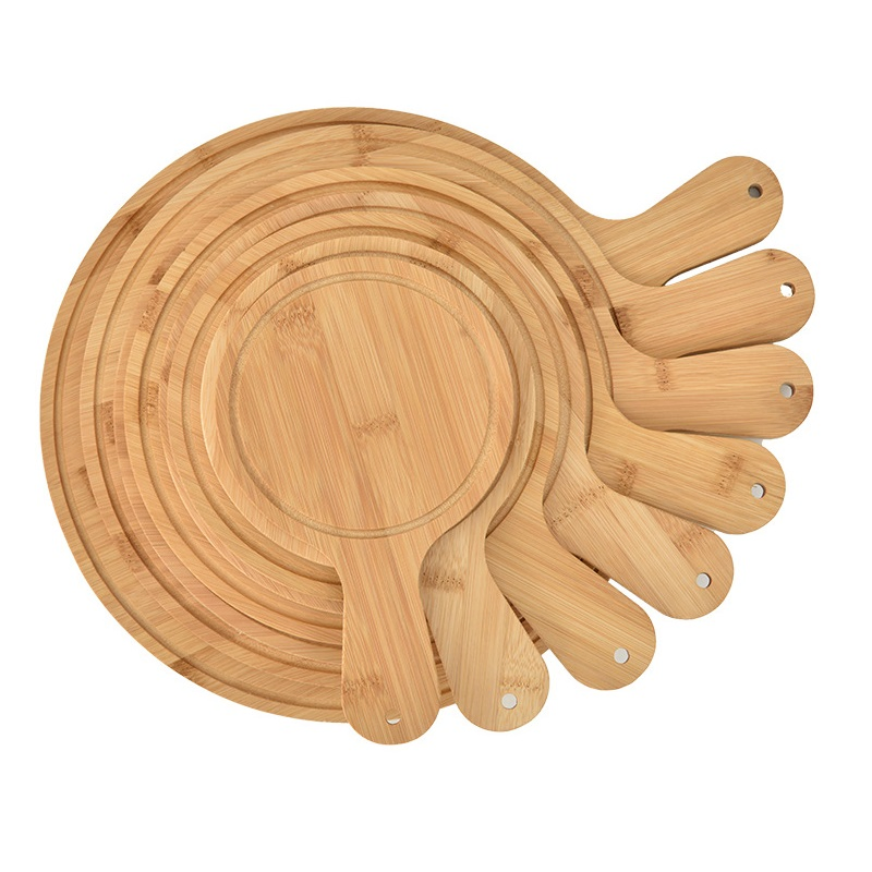Wood Steak Plate Slate Cutting Board Bamboo Pizza Cake Baking Tray Steak Plates with Handle
