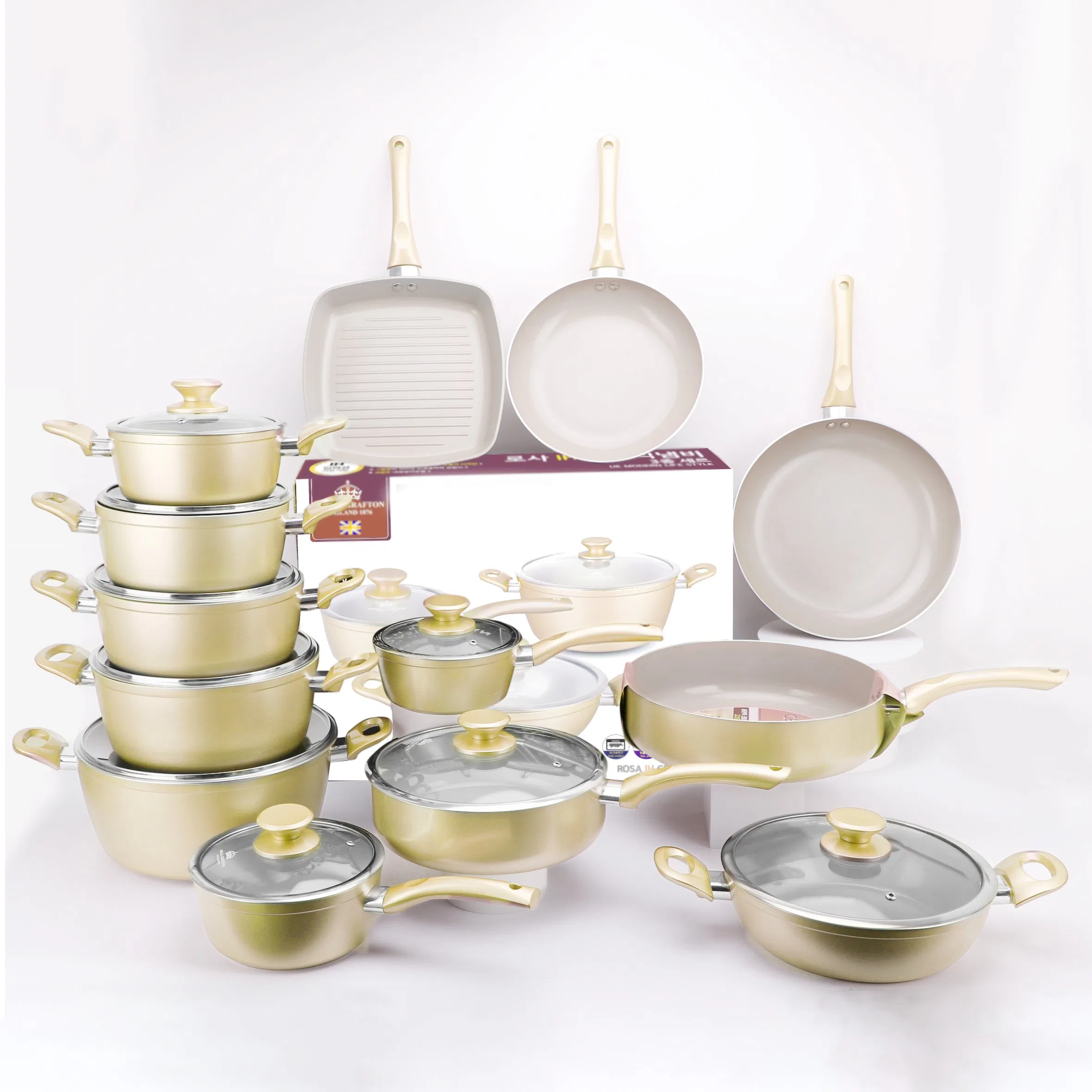 Wholesale Kitchenware Ceramic Cookwareset Nonstick Aluminum Cook Pot and Pan