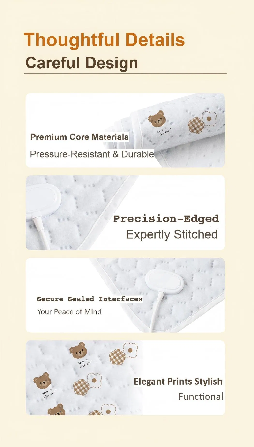 Comfortable Heated Electric Blanket, Safety Electric Heating Mattress with Mite Removal Function