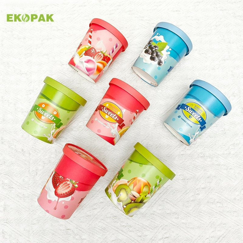 Disposable UV Offset Printing 1000ml Yogurt Ice Cream Paper Cup