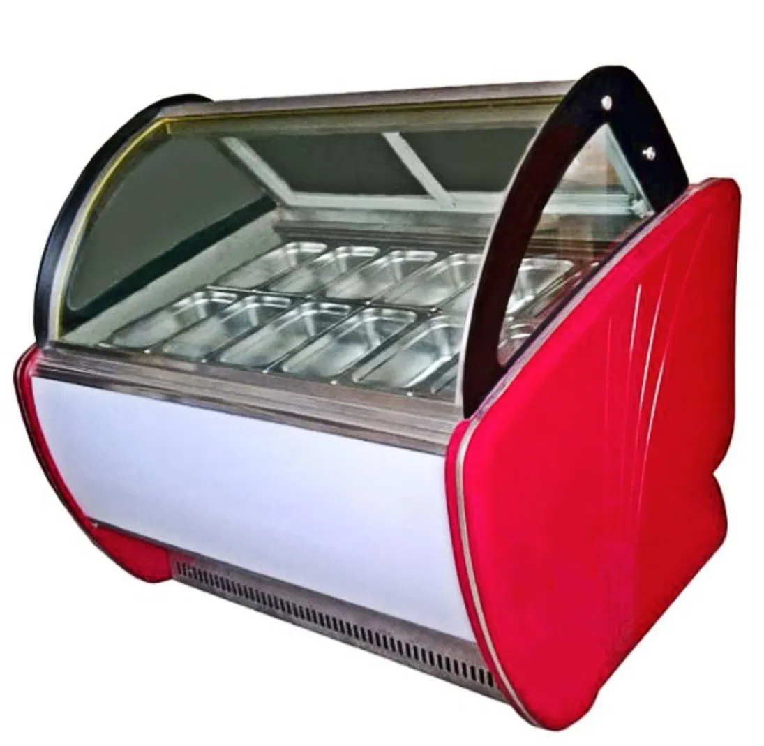 2026 Curved Glass Popsicle Gelato Showcase Ice Cream Display Freezer Counter