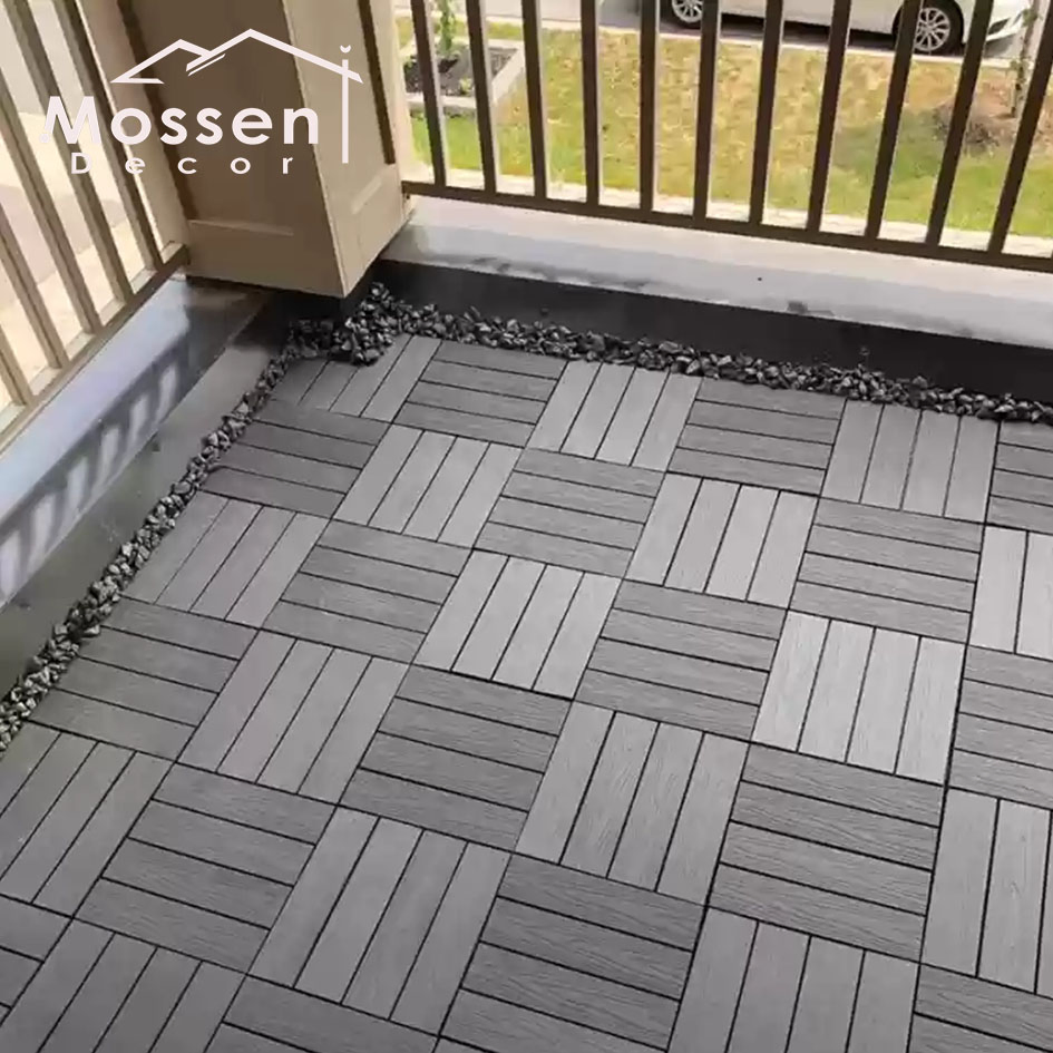 Террасная плитка WPC для балкона 30x30 см, темная, клик-лок