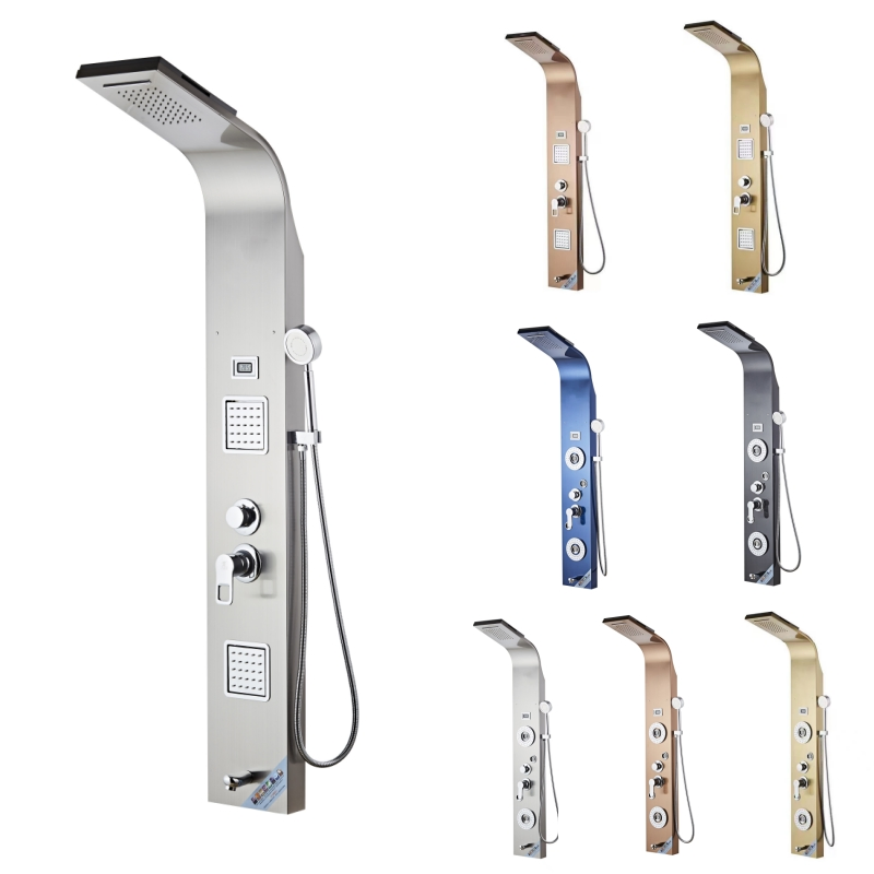 Luxury Style Multiple Colors Brushed Electroplating SUS 304 Square Bathroom Bath & Shower Faucets Shower Panel