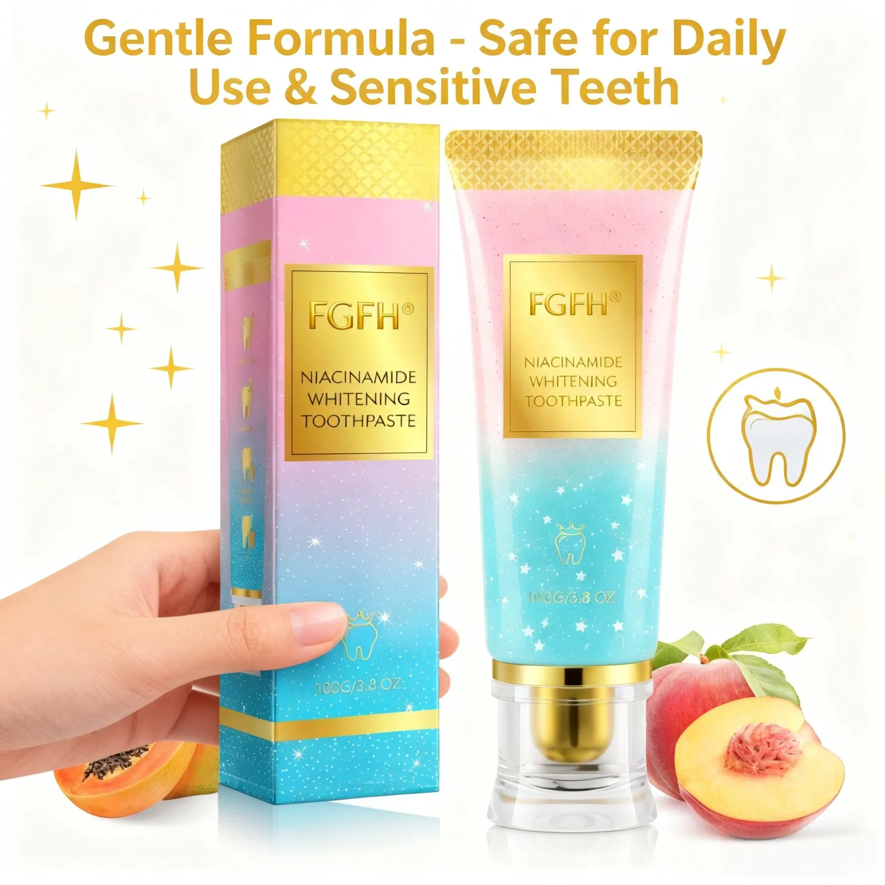 Original Niacinamide Toothpaste Mint Whitening Teeth Paste for Adults Sensitive Teeth Anti Cavity Travel Home