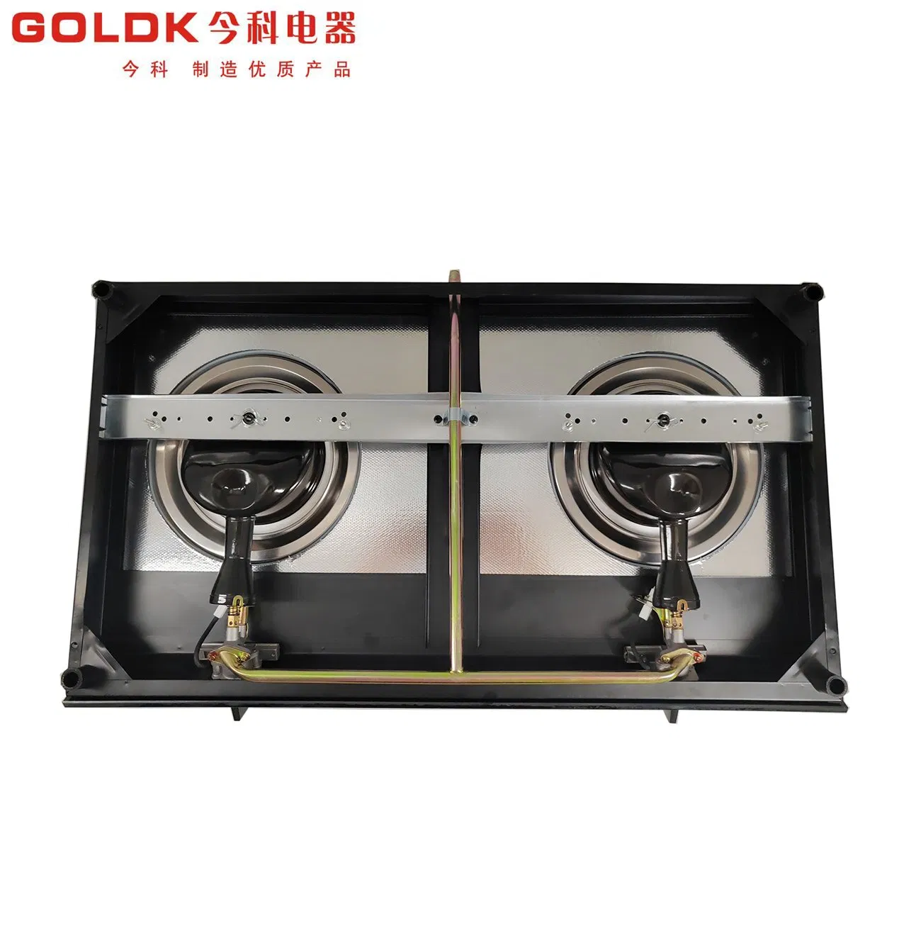 Goldk Hot Sale Style 3D Tempered Glass Top 2 Infrared Burner Gas Stove 828