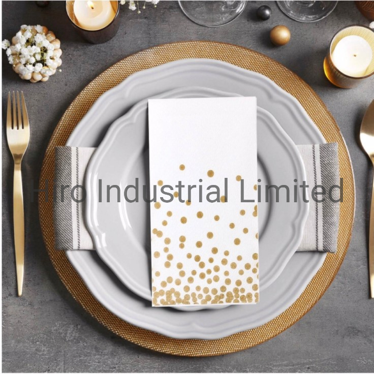 High Quality Disposable Dinner Paper Napkins with Logo Gold Stamping