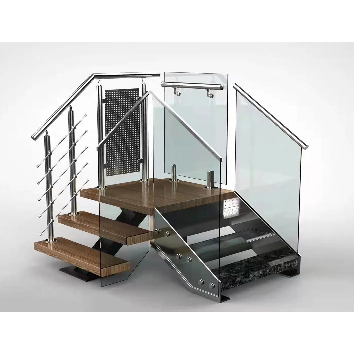 Aluminum U Channel Glass Staircase Railing Fitting Frameless Glass Stainless Steel Handrail Aluminum Railing for Balcony Indoor