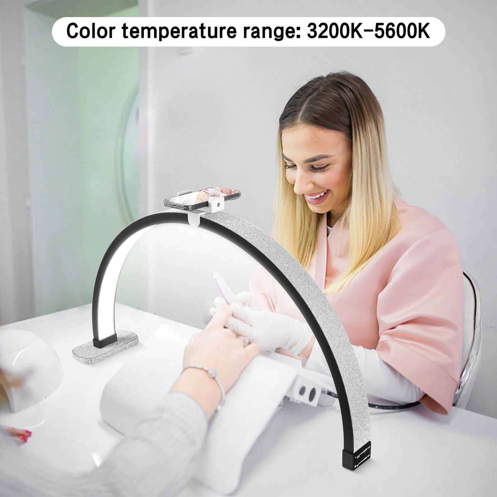 Manicure Lamp with Rhinestone Half Moon Lash Light Nail Lamp for Nails