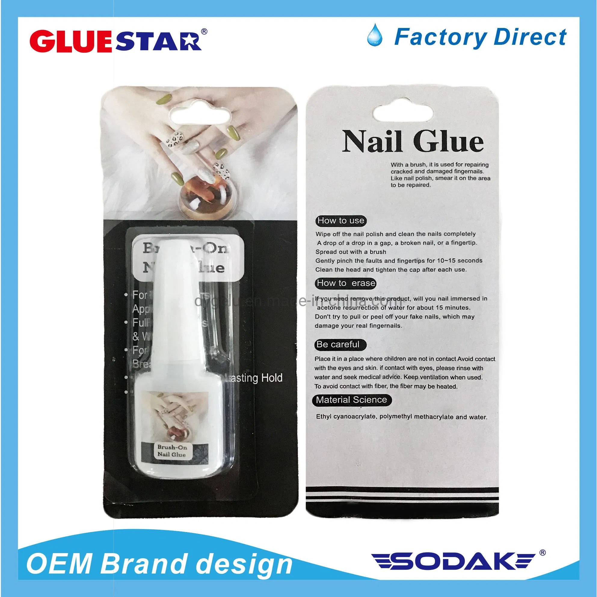 New 10g Nail Art Glue with Brush on Strong Adhesive Acrylic False Tip Nail Glue