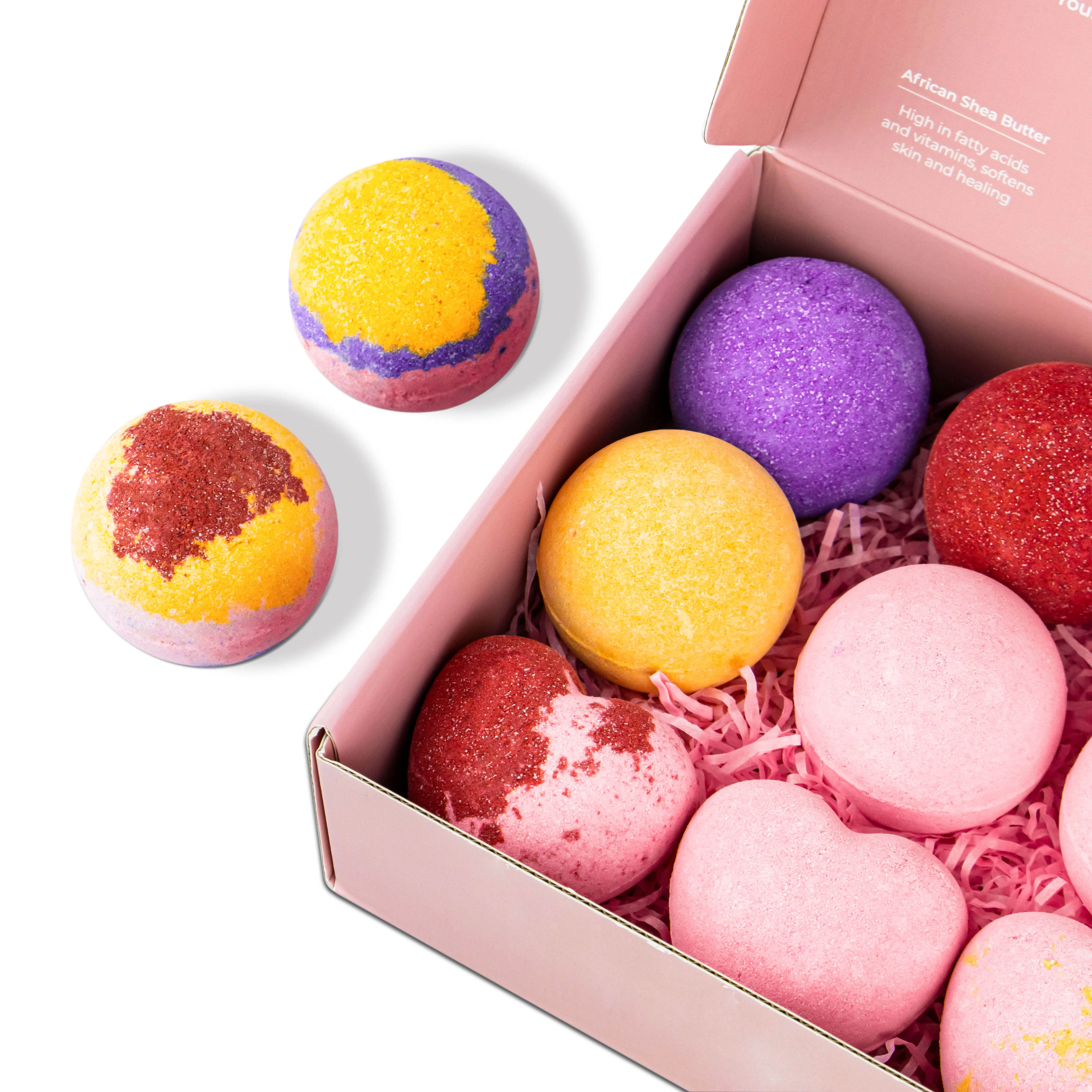 Pink Lover's Bath Bombs for Women Gift Set 12 PCS Relax Natural Bath Bomb