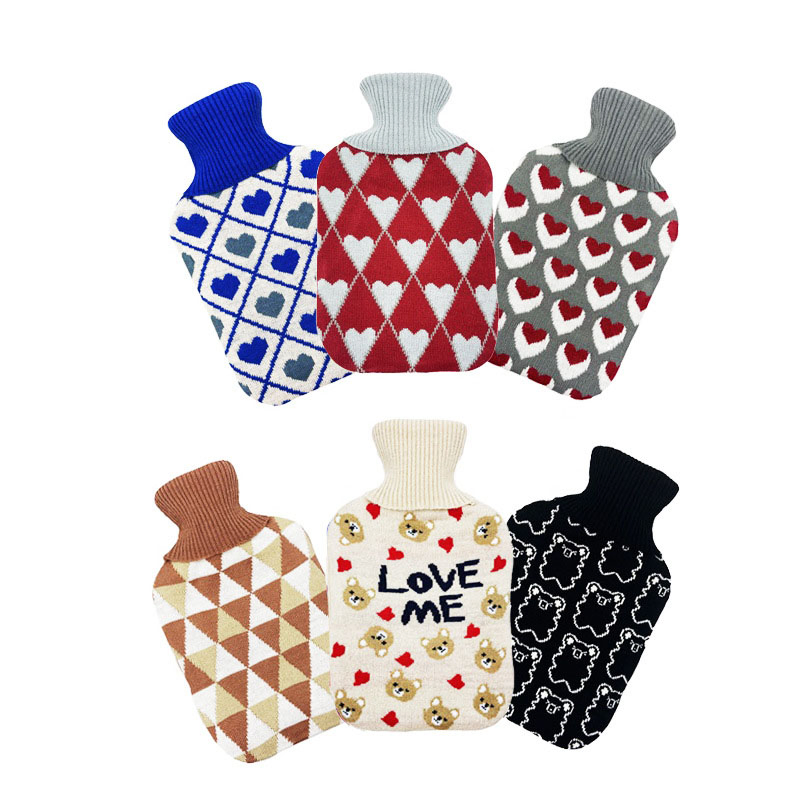 Silicone Long Bottle Hot Compress Water Bottle with Knitted Cover