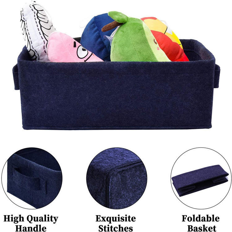 Structured Felt Storage Bins with Strong Sides for Clothes Toys and Books