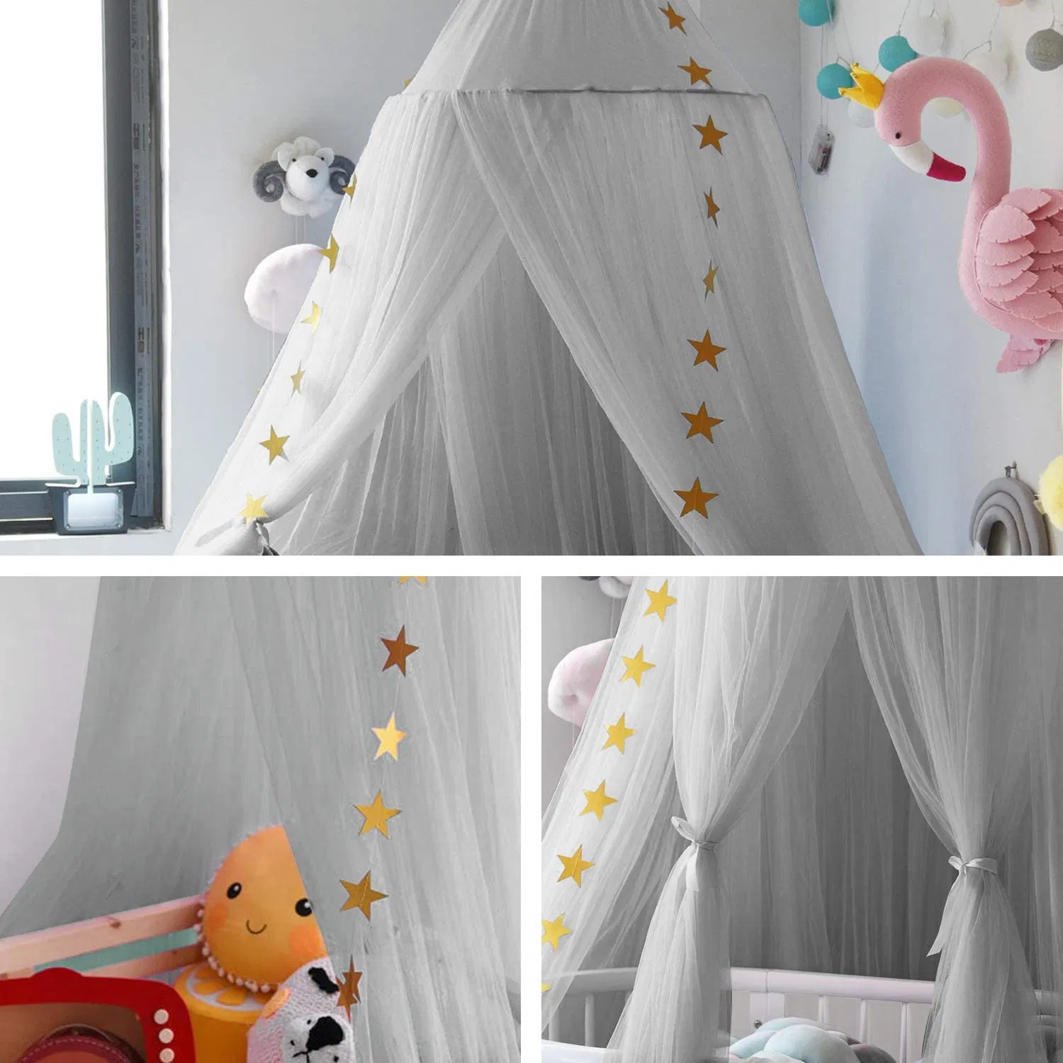 Bed Canopy for Kids Room Decor Round Lace Mosquito Net