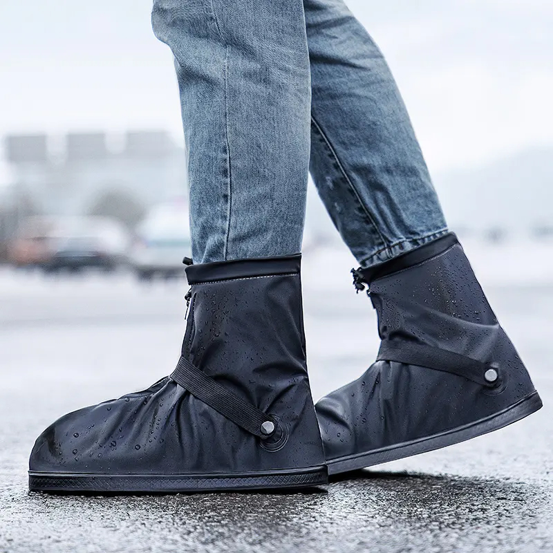 Oil Slip Resistance Waterproof Reusable Transparent PVC Rain Shoes Cover