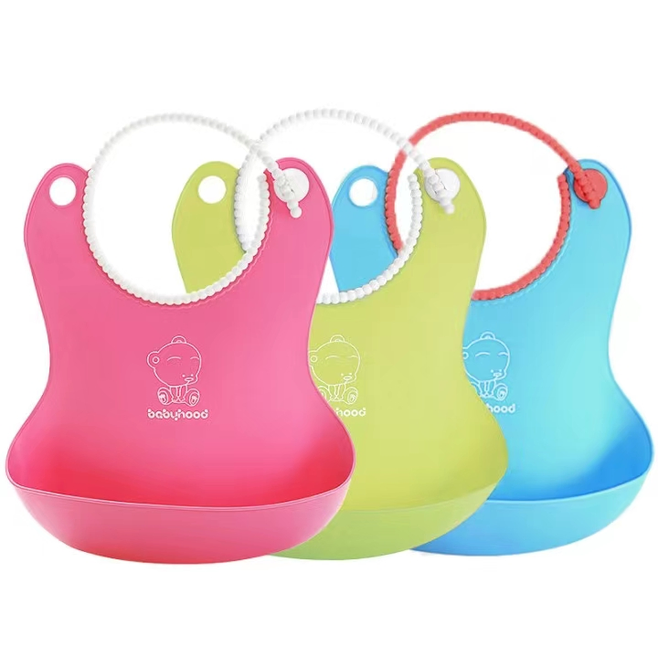 Adjustable Waterproof Silicone TPE Baby Bib Easy Wiped Clean Soft Bibs