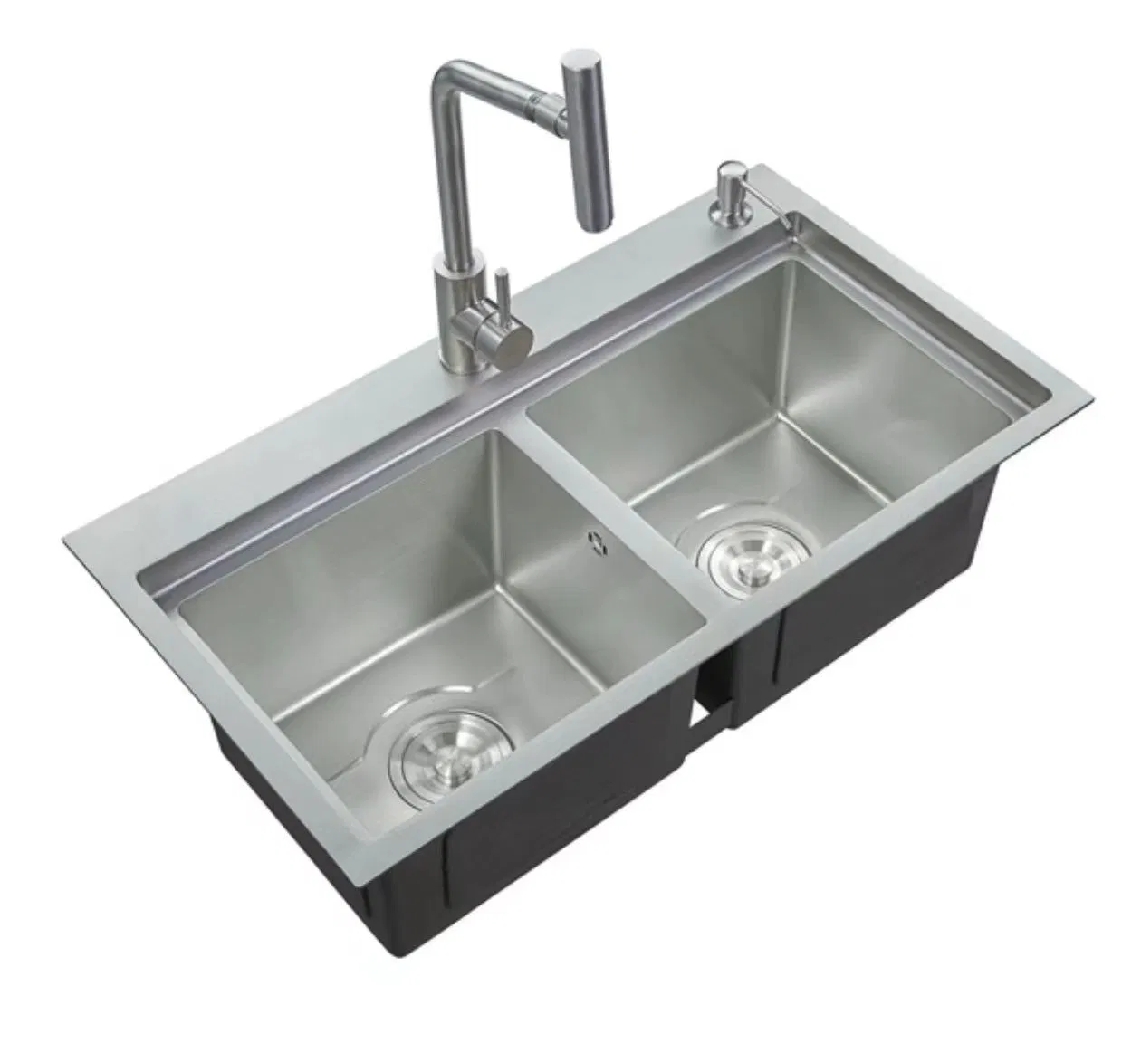 304 Stainless Steel Handmade Kitchen Sink with Doble Bowls Light Luxury Minimalism