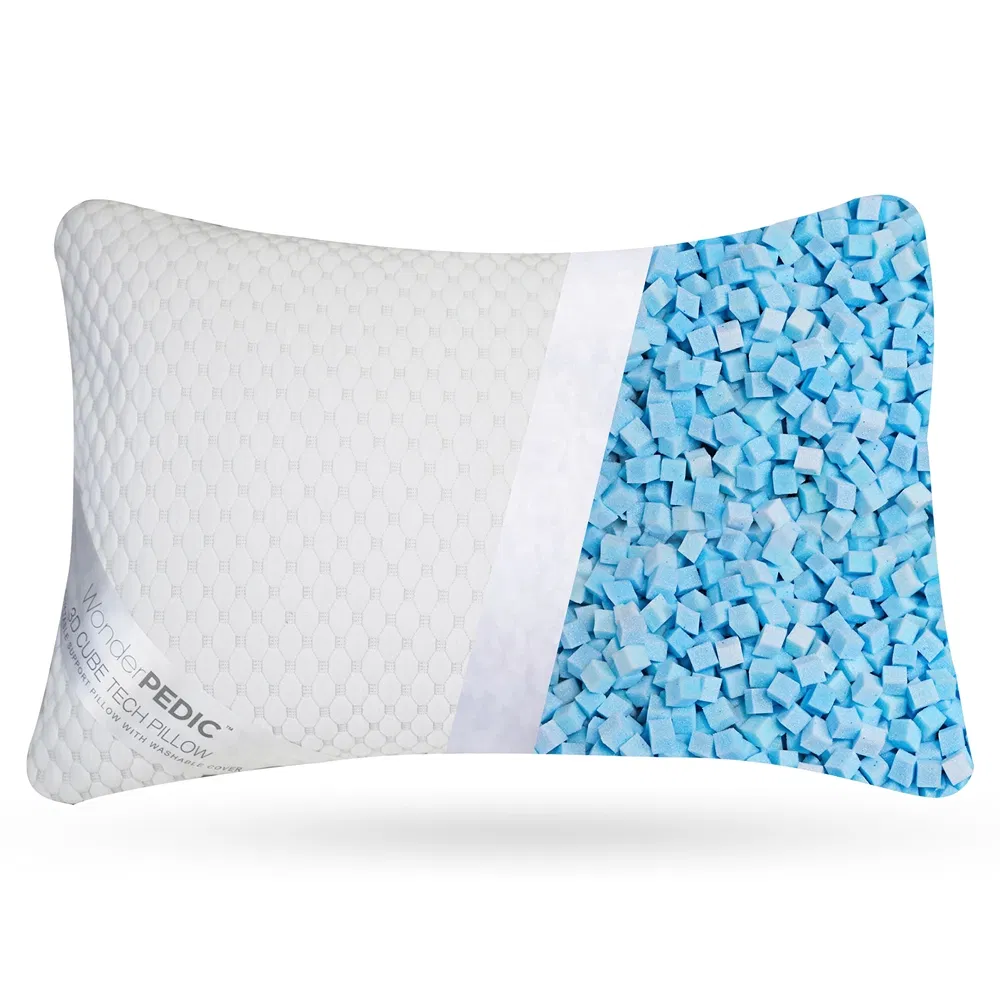 Easy Clean Adjustable Cubic Shredded Memory Foam Pillow with Removable Cover