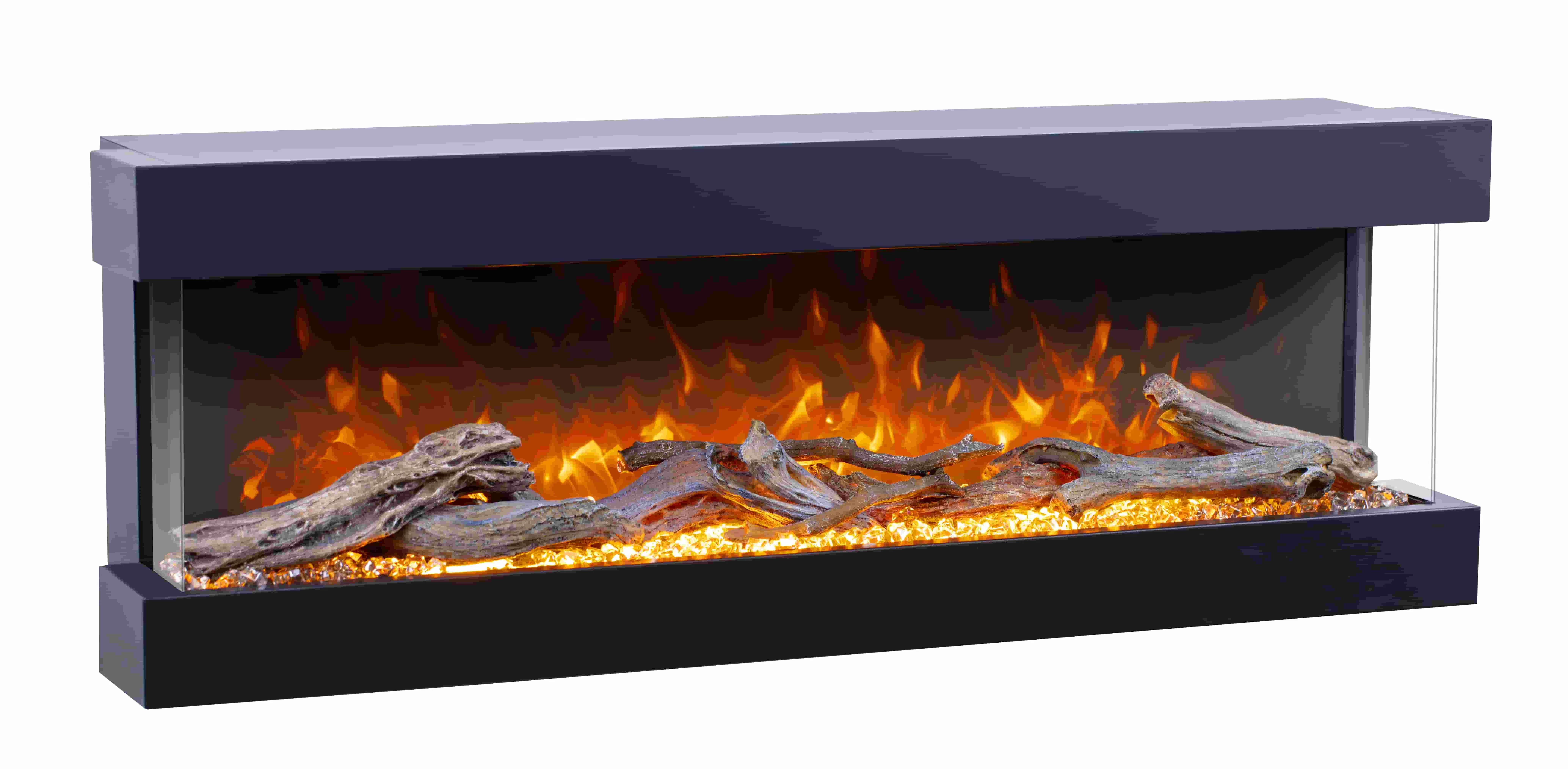 1000/1500W 3 Side Glasses Inserted Electric Fireplaces