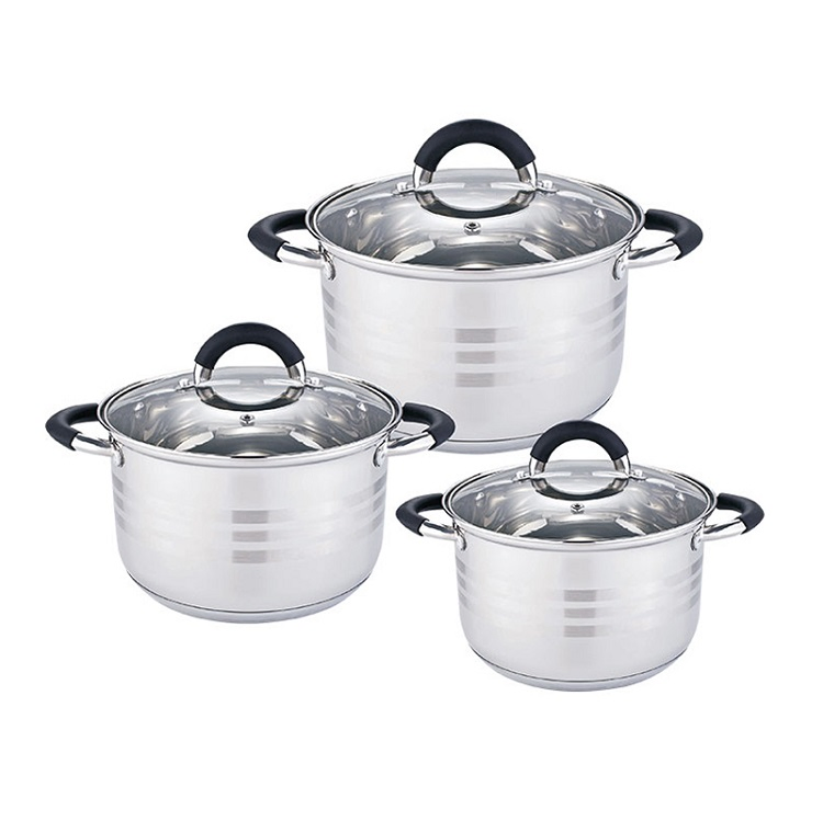 6PCS Hot Sell Red Silicone Handle Stainless Steel Kitchen Casserole Sets