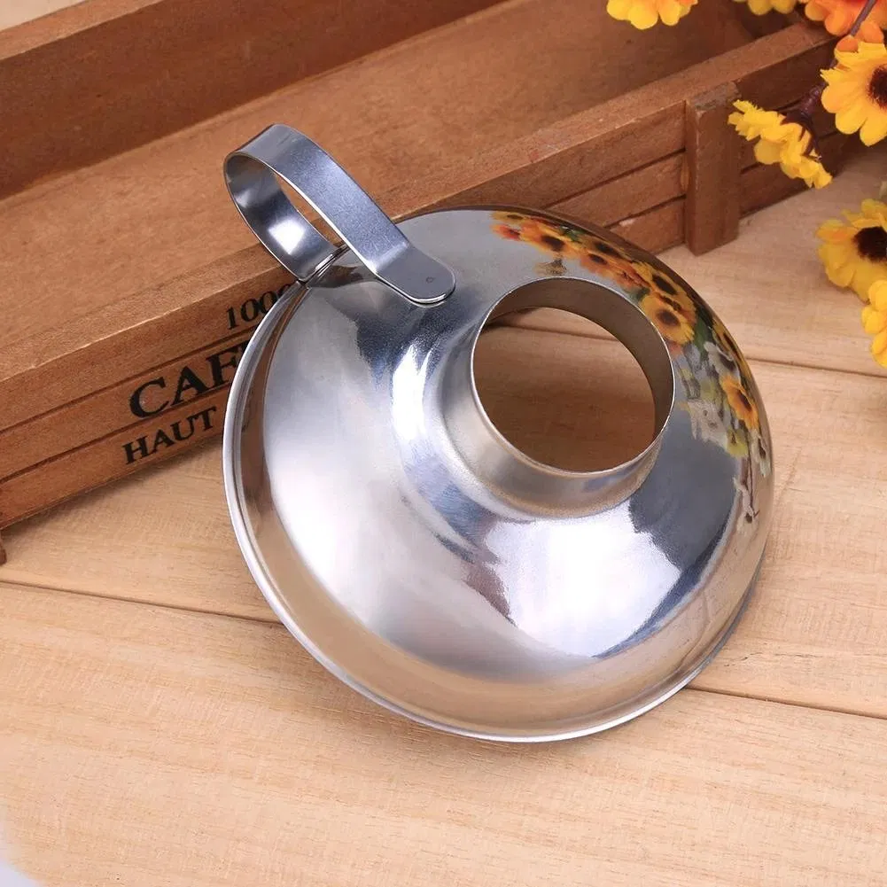 Stainless Steel Wide Mouth Canning Funnel Hopper Thick Salad Dressing Funnel Wide-Mouth Can for Oil Wine Kitchen Cooking Tools