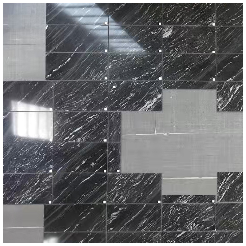 Black Agatha Quartzite Vein Continuous Tiles for Floor and Wall