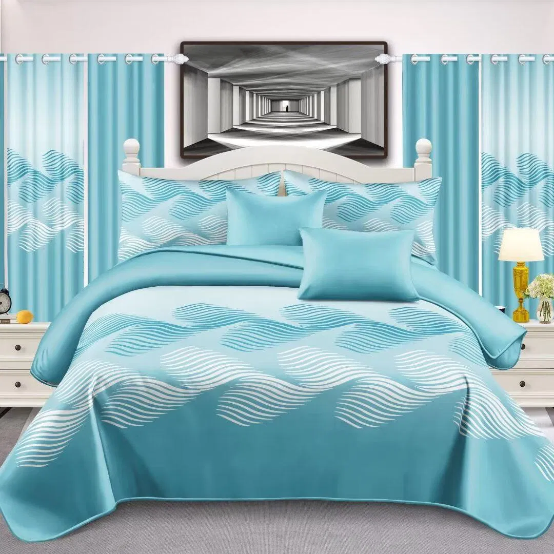 Cheap 11 PCS Bedding Set Bed Sheets Double Pillowcases Red Stripe Printing Bed Cover Quilts Curtains Microfiber Polyester Home Textile Quilted Bedspread