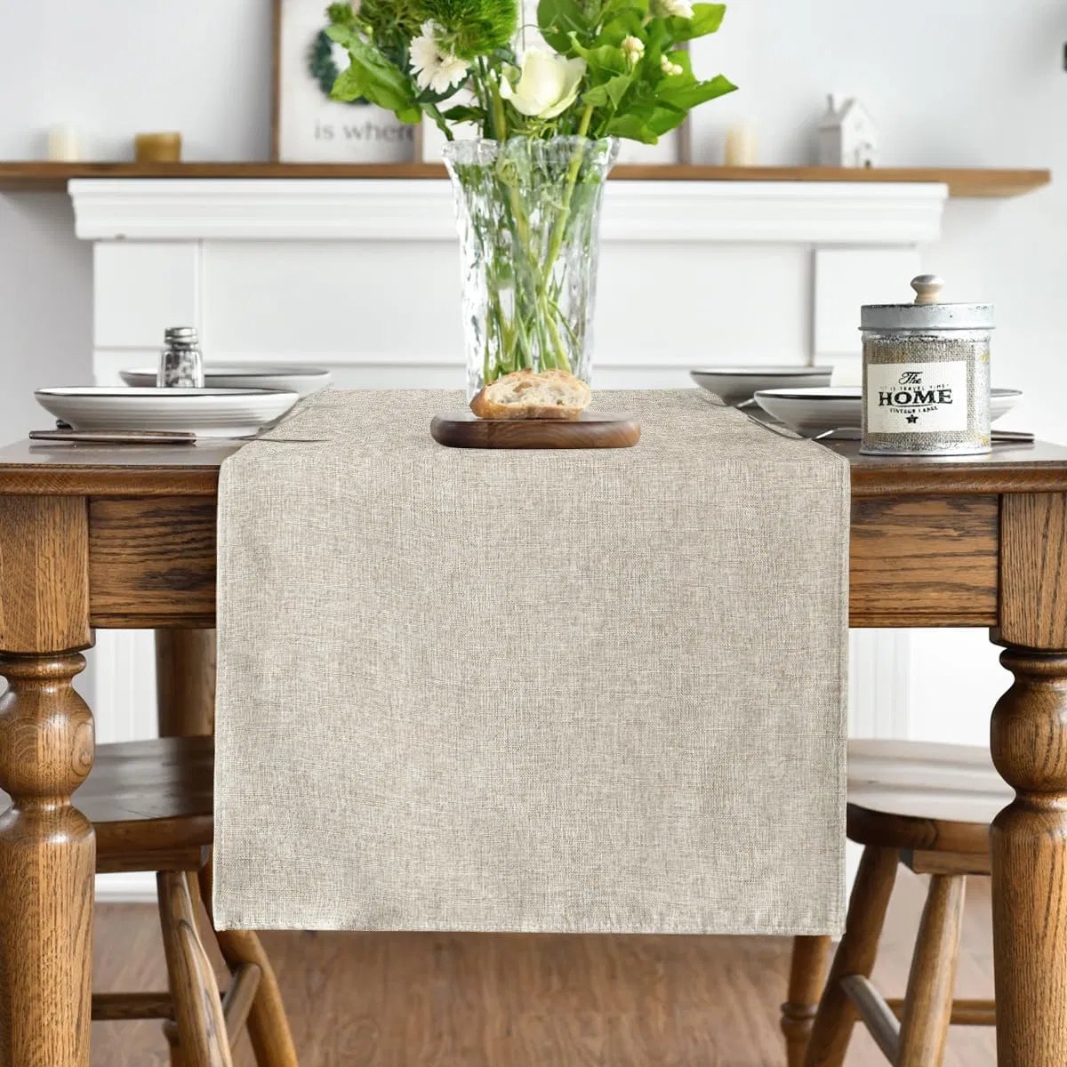 Solid Washable Light Brown Polyester Table Runner for Home Party Decor