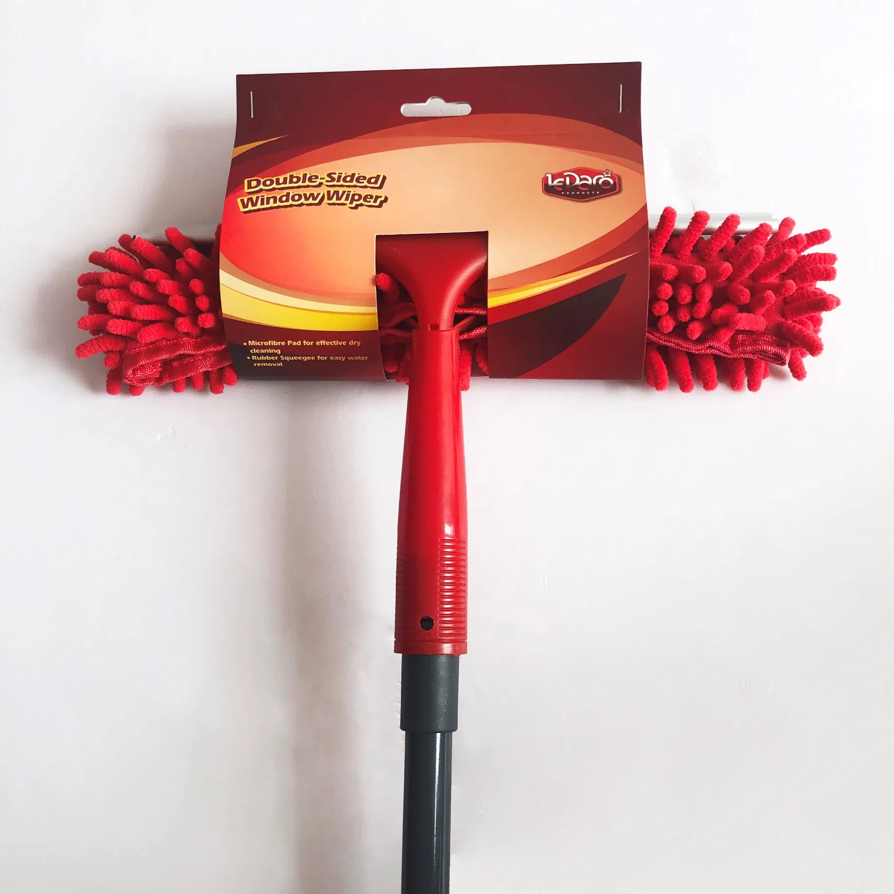 Factory Price Chenille Window Cleaner with Extendable Metal Handle Rubber Squeegee and Chnille Double Side Head for Car Floor Mirror Washing