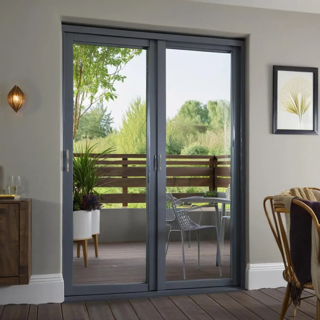Modern Aluminum - Framed Tempered Glass Patio Door for Home