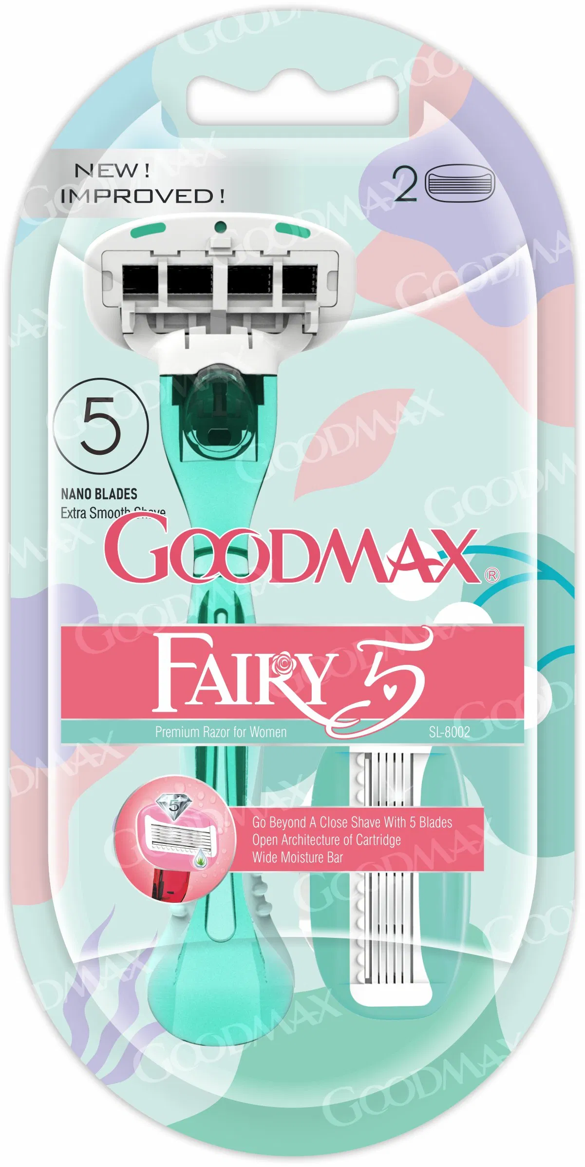 Five Blade Lady Razor System Open Back Design
